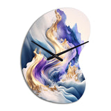 Blue And Gold Splash Paint III - Asymmetric Metal Wall Clock