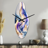 Blue And Gold Splash Paint III - Asymmetric Metal Wall Clock