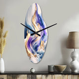Blue And Gold Splash Paint III - Asymmetric Metal Wall Clock