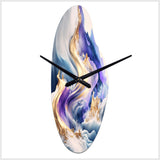 Blue And Gold Splash Paint III - Asymmetric Metal Wall Clock
