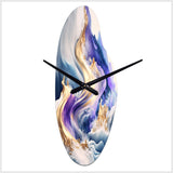 Blue And Gold Splash Paint III - Asymmetric Metal Wall Clock