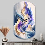 Blue And Gold Splash Paint III - Asymmetric Metal Wall Clock