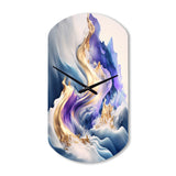 Blue And Gold Splash Paint III - Asymmetric Metal Wall Clock