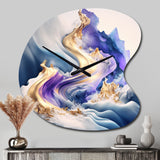 Blue And Gold Splash Paint III - Asymmetric Metal Wall Clock