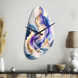 Blue And Gold Splash Paint III - Asymmetric Metal Wall Clock