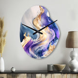 Blue And Gold Splash Paint III - Asymmetric Metal Wall Clock