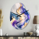 Blue And Gold Splash Paint III - Asymmetric Metal Wall Clock
