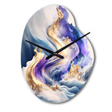Blue And Gold Splash Paint III - Asymmetric Metal Wall Clock