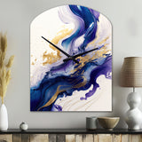 Blue And Gold Splash Paint IV - Asymmetric Metal Wall Clock