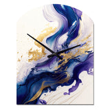 Blue And Gold Splash Paint IV - Asymmetric Metal Wall Clock