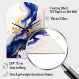 Blue And Gold Splash Paint IV - Asymmetric Metal Wall Clock
