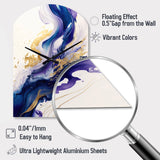 Blue And Gold Splash Paint IV - Asymmetric Metal Wall Clock