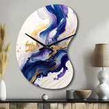 Blue And Gold Splash Paint IV - Asymmetric Metal Wall Clock