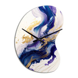 Blue And Gold Splash Paint IV - Asymmetric Metal Wall Clock