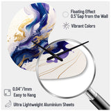 Blue And Gold Splash Paint IV - Asymmetric Metal Wall Clock