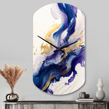 Blue And Gold Splash Paint IV - Asymmetric Metal Wall Clock