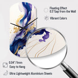 Blue And Gold Splash Paint IV - Asymmetric Metal Wall Clock