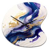 Blue And Gold Splash Paint IV - Asymmetric Metal Wall Clock