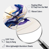Blue And Gold Splash Paint IV - Asymmetric Metal Wall Clock