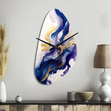 Blue And Gold Splash Paint IV - Asymmetric Metal Wall Clock