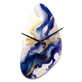 Blue And Gold Splash Paint IV - Asymmetric Metal Wall Clock