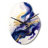 Blue And Gold Splash Paint IV - Asymmetric Metal Wall Clock
