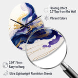 Blue And Gold Splash Paint IV - Asymmetric Metal Wall Clock