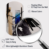 Blue Minimalist Abstract II - Asymmetric Metal Wall Clock