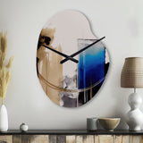 Blue Minimalist Abstract II - Asymmetric Metal Wall Clock