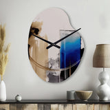 Blue Minimalist Abstract II - Asymmetric Metal Wall Clock