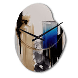 Blue Minimalist Abstract II - Asymmetric Metal Wall Clock