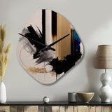 Blue Minimalist Abstract III - Asymmetric Metal Wall Clock