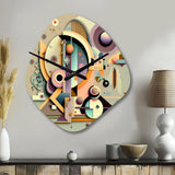Pastel Art Deco II - Asymmetric Metal Wall Clock