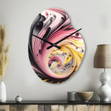 Multi-Color Paint Swirl I - Asymmetric Metal Wall Clock