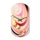 Pink And Gold Abstract Circles II - Asymmetric Metal Wall Clock