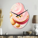 Pink And Gold Abstract Circles II - Asymmetric Metal Wall Clock
