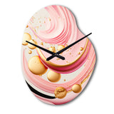 Pink And Gold Abstract Circles II - Asymmetric Metal Wall Clock