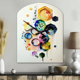 Hexagon And Circular Abstract II - Asymmetric Metal Wall Clock