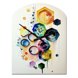 Hexagon And Circular Abstract II - Asymmetric Metal Wall Clock
