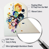 Hexagon And Circular Abstract II - Asymmetric Metal Wall Clock
