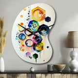 Hexagon And Circular Abstract II - Asymmetric Metal Wall Clock