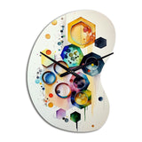 Hexagon And Circular Abstract II - Asymmetric Metal Wall Clock