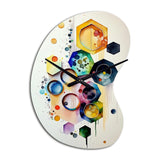 Hexagon And Circular Abstract II - Asymmetric Metal Wall Clock