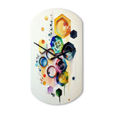 Hexagon And Circular Abstract II - Asymmetric Metal Wall Clock