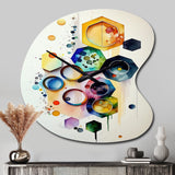 Hexagon And Circular Abstract II - Asymmetric Metal Wall Clock