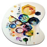 Hexagon And Circular Abstract II - Asymmetric Metal Wall Clock