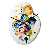 Hexagon And Circular Abstract II - Asymmetric Metal Wall Clock