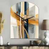 Modern Blue And Gold Abstract I - Asymmetric Metal Wall Clock