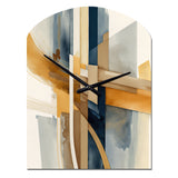Modern Blue And Gold Abstract I - Asymmetric Metal Wall Clock
