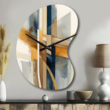 Modern Blue And Gold Abstract I - Asymmetric Metal Wall Clock